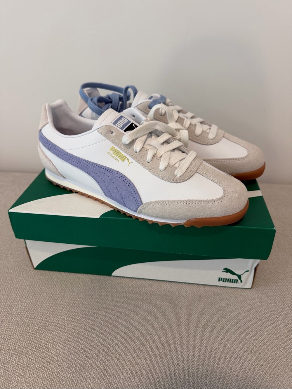 Puma Arizona Retro Sneakers White/Intense Lavender Size 8 New in Box